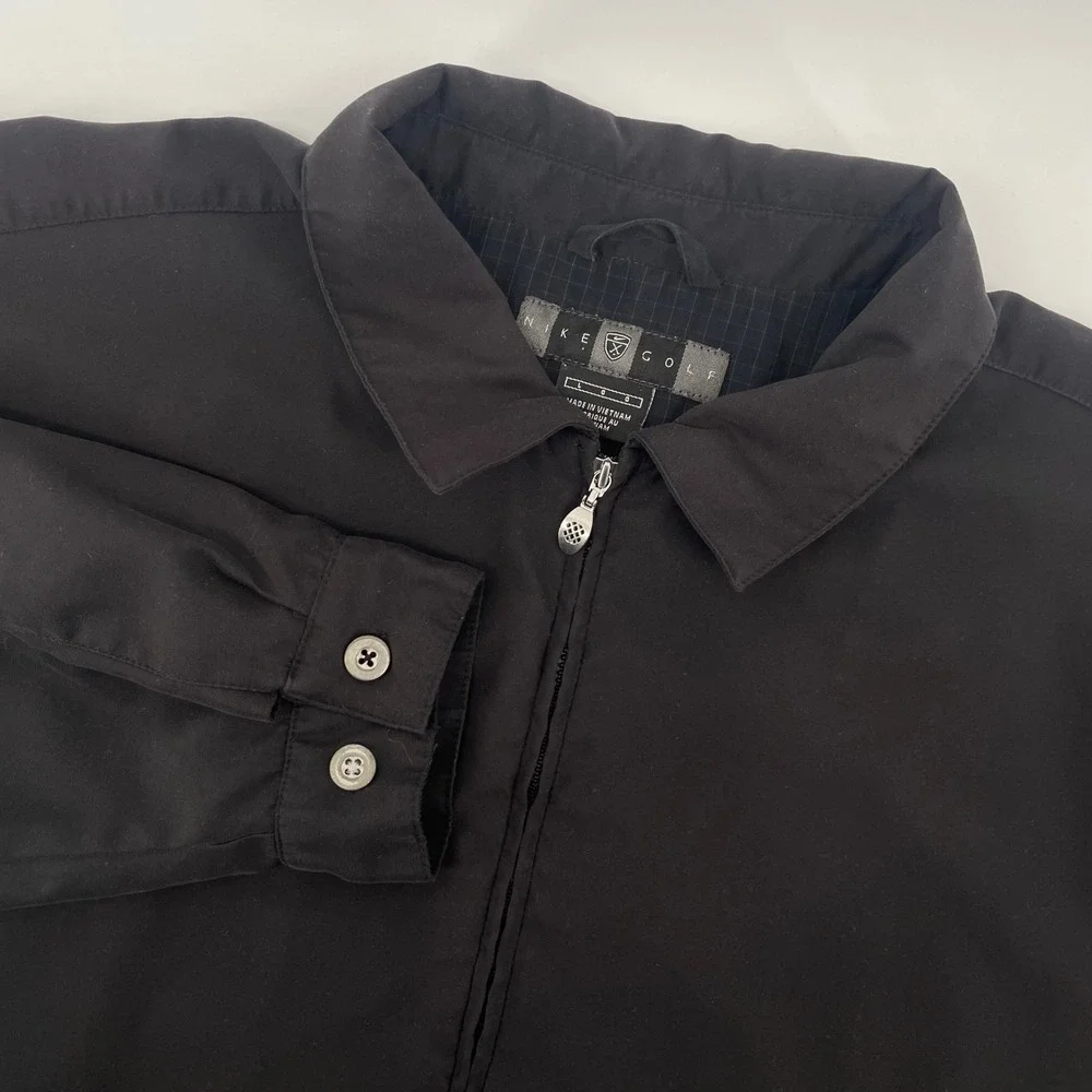 Nike Golf Jacket Mens Large Black Full Zip Windbreaker Shield Logo Outerwear